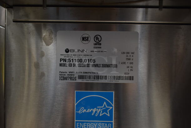 2020 Bunn ICB SH ENERGY STAR Stainless Steel Commercial Countertop Iced Tea Machine w/ Hot Water Dispenser. 120/208 Volts, 1 Phase.  - Image 3 of 4