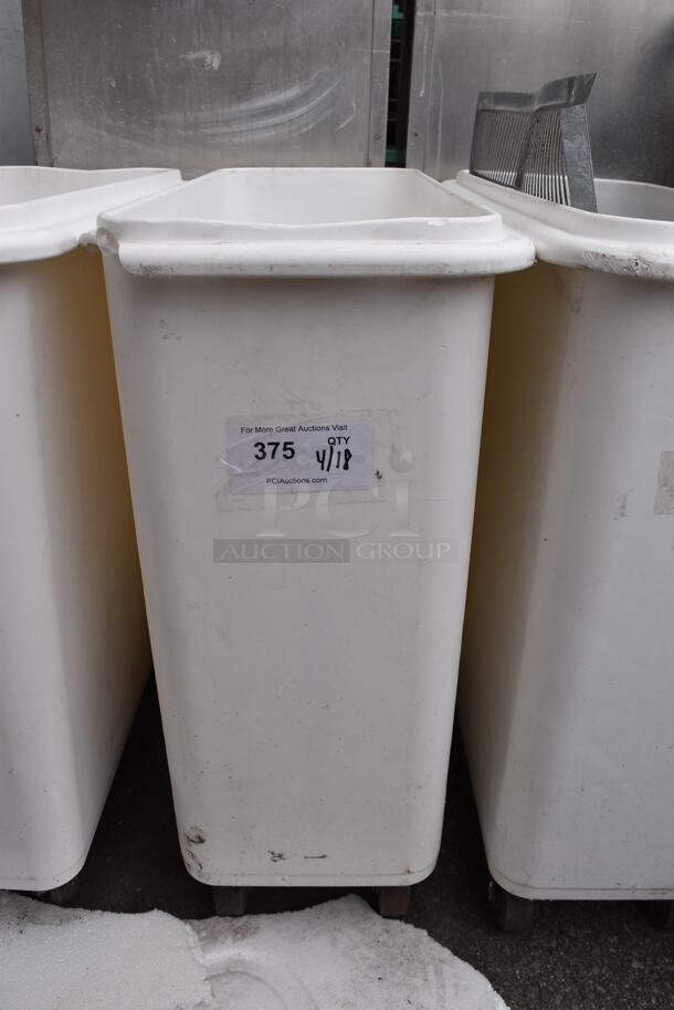 White Poly Ingredient Bin on Commercial Casters.
