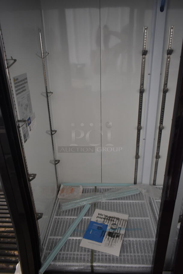 BRAND NEW SCRATCH AND DENT! 2024 Avantco 178GDS47HCB Metal Commercial 2 Door Reach In Cooler Merchandiser w/ Poly Coated Racks. 115 Volts, 1 Phase. Tested and Working! - Image 5 of 7