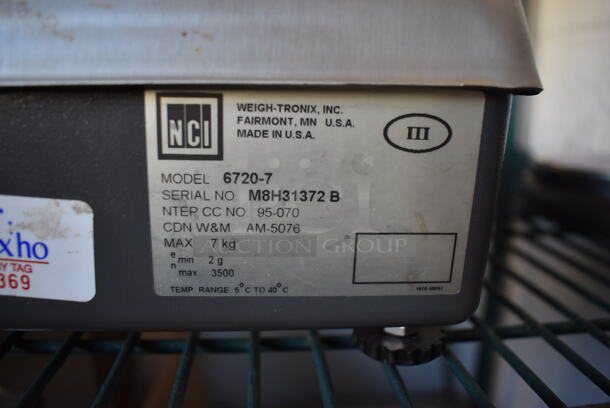 NCI 6720-7 Stainless Steel Commercial Countertop Food Portioning Scale. 14x13x4.5. Cannot Test Due To Cut Power Cord - Image 2 of 3