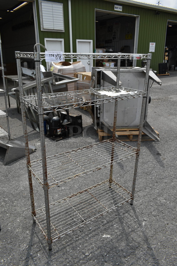 Chrome Finish 4 Tier Wire Shelving Unit. BUYER MUST DISMANTLE. PCI CANNOT DISMANTLE FOR SHIPPING. PLEASE CONSIDER FREIGHT CHARGES. - Image 2 of 5