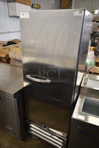 Beverage Air BHR12-1-SW Stainless Steel Commercial Single Door Reach In Cooler on Commercial Casters. 115 Volts, 1 Phase. Tested and Working!
