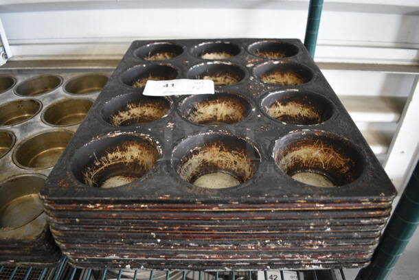 12 Metal 12 Cup Muffin Baking Pans. 13.5x18x1.5. 12 Times Your Bid!
