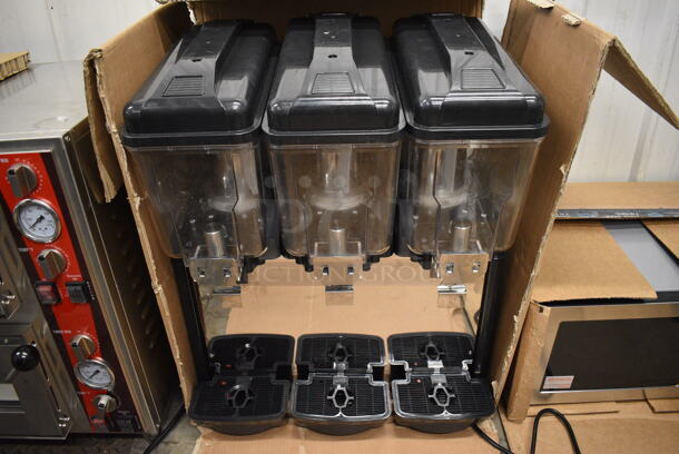 BRAND NEW IN BOX! Avantco Model COLDREAM 3M Stainless Steel Commercial Countertop 3 Hopper Refrigerated Beverage Machine. Each Hopper Has a 3 Gallon Capacity. 120 Volts, 1 Phase. 23x18x29. Tested and Powers On But Does Not Get Cold - Image 2 of 8