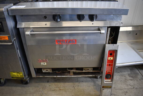 Vulcan Stainless Steel Commercial Natural Gas 4 Burner Range w/ Convection Oven. 32,000 BTU. 34x41x42 - Image 2 of 7