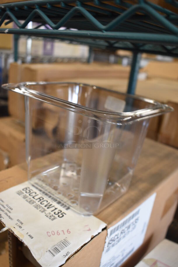 ALL ONE MONEY! Lot of 12 BRAND NEW IN BOX! Cambro Clear Poly Straining Drop In Bins. 1/6x6 - Image 2 of 3