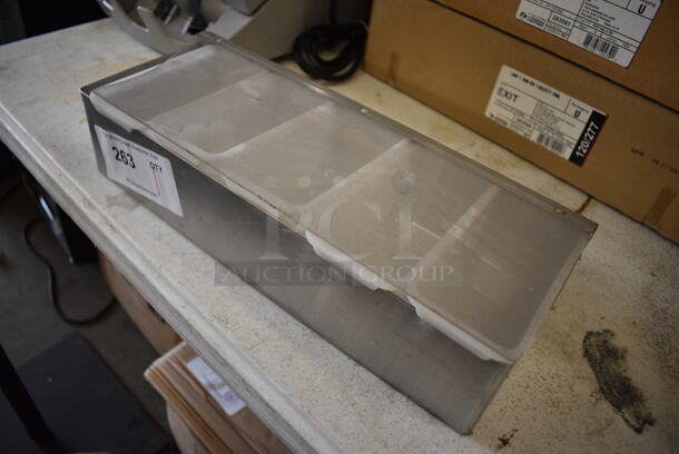 Metal Bar Topping Rail w/ 5 White Drop Ins and Clear Lid. 15x6x3.5 - Image 2 of 3