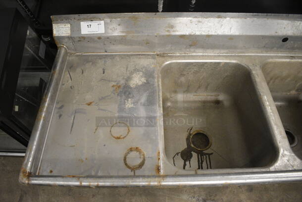 Stainless Steel Commercial 3 Bay Sink w/ Dual Drainboards. Does Not Have Legs. 90x28x24. Bays 16x20x12. Drainboards 16x23x1 - Image 2 of 5