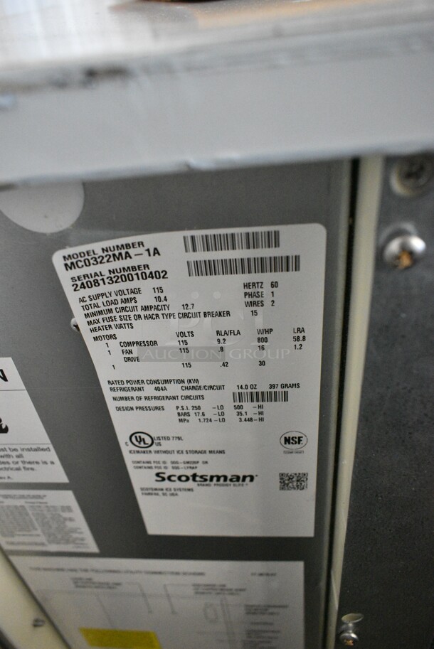 BRAND NEW SCRATCH AND DENT! 2024 Scotsman MC0322MA-1A Stainless Steel Prodigy Elite Series 22" Medium Cube Ice Machine - 356 lb.. 115 Volts, 1 Phase.  - Image 9 of 9
