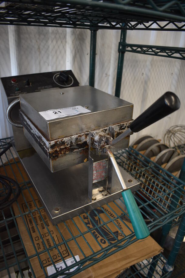 Stainless Steel Commercial Countertop Waffle Machine. 10x25x14. Tested and Working!
