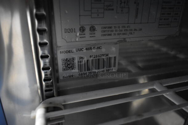 Coldline UUC-48R-E-HC Stainless Steel Commercial 2 Door Undercounter Cooler on Commercial Casters. 115 Volts, 1 Phase. Tested and Working! - Image 6 of 7
