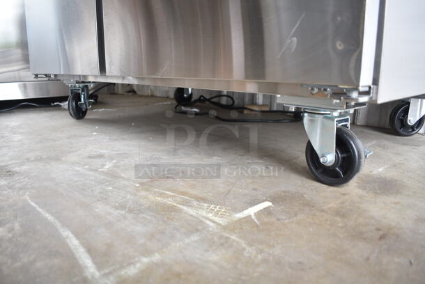 BRAND NEW SCRATCH AND DENT! 2024 Avantco 178AU48RHC Stainless Steel Commercial 2 Door Undercounter Cooler on Commercial Casters. 115 Volts, 1 Phase. Tested and Powers On But Does Not Get Cold - Image 3 of 6