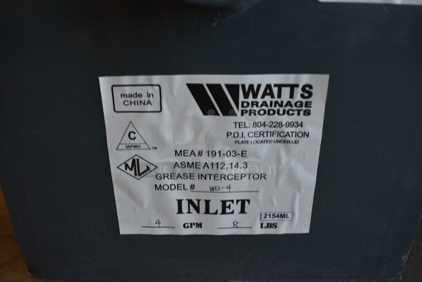 BRAND NEW SCRATCH AND DENT! Watts Model WD-4 Metal Commercial Grease Trap. 10x18x11 - Image 3 of 6