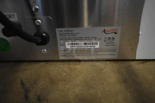 BRAND NEW SCRATCH AND DENT! 2023 Avantco 177DPO18DD Stainless Steel Commercial Countertop Double Deck Pizza/Bakery Oven with Two Independent Chambers. Comes w/ Cooking Stones. 240 Volts, 1 Phase.  - Image 7 of 7