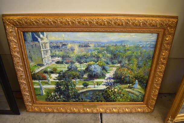 Framed Canvas Painting Reproduction of View of The Tuileries Gardens by Claude Monet From Art Dealer Ed Mero! - Image 1 of 10