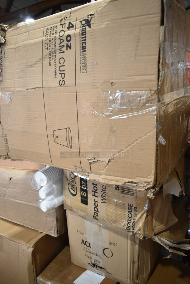 PALLET LOT of 17 BRAND NEW Boxes Including 500CC16 Choice Clear PET Customizable Plastic Cold Cup - 16 oz. - 1000/Case, 190H10LVS16OZ 10 Lane Universal Gravity Feed Bottle Organizer for 12 oz. to 16 oz. Bottles with High Rings, Nautical Direct 4 oz Foam Cups, 433NHT101 Choice 1/6 Standard Size White "Thank You" Standard-Duty Plastic T-Shirt Bag - 700/Case, 5013339XXH Lavex Pro 33 Gallon 2.5 Mil 33" x 39" Low Density Heavy-Duty Industrial Contractor Black Trash Bag Can Liner - 100/Case, 922EC14FP Acopa 6.5 Qt. Supreme Round Chafer Food Pan. 17 Times Your Bid! - Image 6 of 7