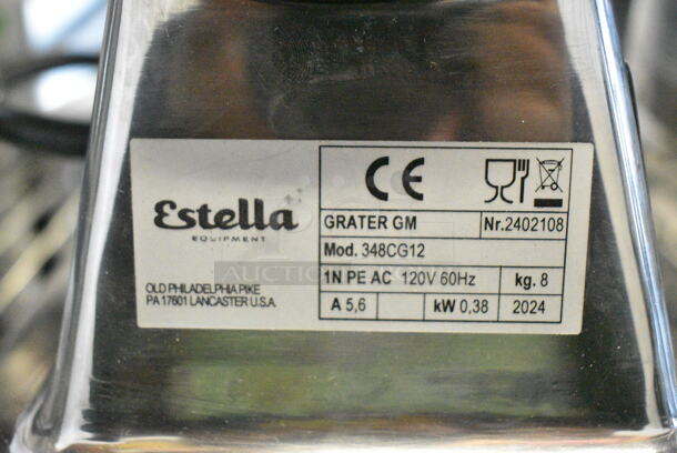 BRAND NEW SCRATCH AND DENT! Estella 348CG12 382TCMPT16A Stainless Steel Electric Hard Cheese Grater. 120 Volts, 1 Phase. Tested and Working! - Image 7 of 7