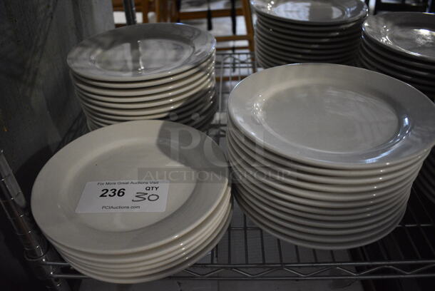 30 White Ceramic Plates. 9x9x0.5. 30 Times Your Bid!