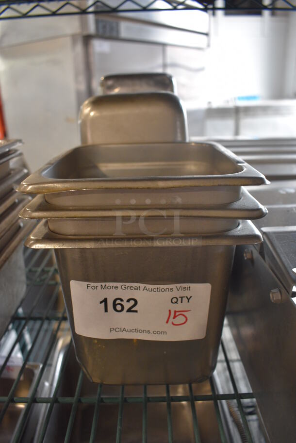 15 Stainless Steel 1/6 Size Drop In Bins. 1/6x6. 15 Times Your Bid!