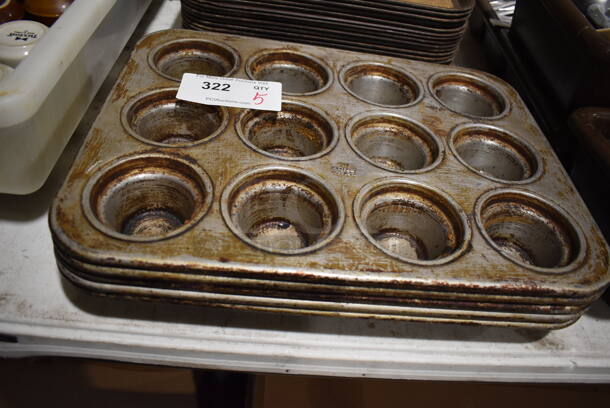 5 Metal 12 Cup Muffin Baking Pans. 18x13.5x2. 5 Times Your Bid!