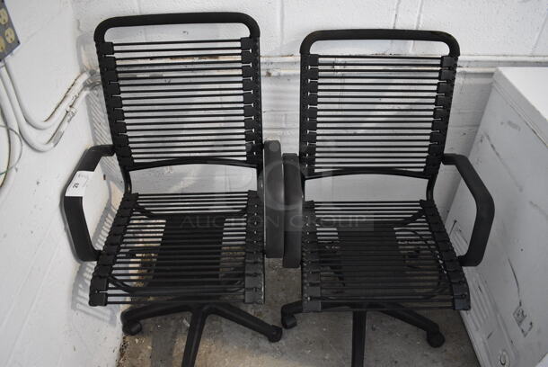 2 Black Office Chairs on Casters. 23x23x40. 2 Times Your Bid!