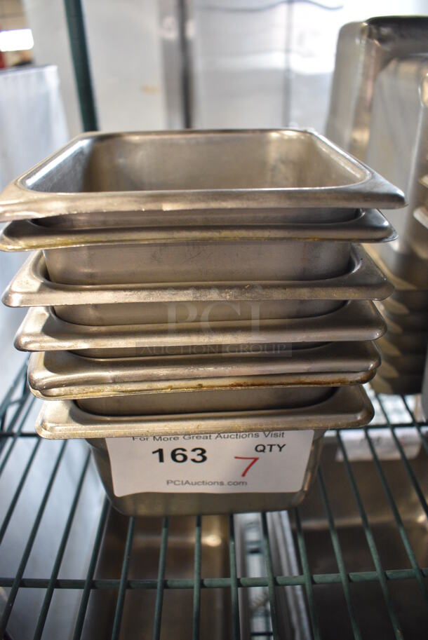 7 Stainless Steel 1/6 Size Drop In Bins. 1/6x4. 7 Times Your Bid!