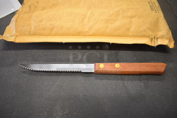 24 BRAND NEW! Thunder Group Stainless Steel Serrated Knives w/ Wooden Handle. 8". 24 Times Your Bid! - Image 1 of 4