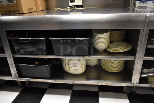 Stainless Steel Commercial Table w/ Back Splash and 2 Under Shelves. Does Not Include Contents. (kitchen #2) - Image 4 of 5
