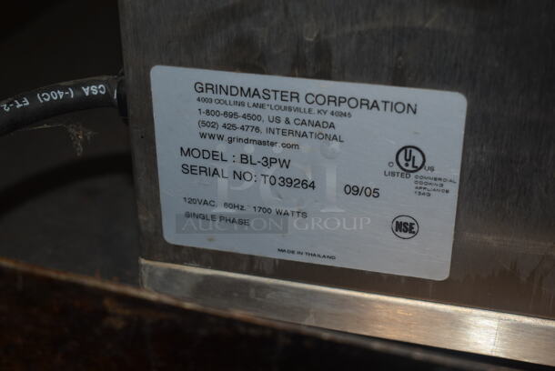Grindmaster BL-3PW Stainless Steel Commercial Countertop 3 Burner Coffee Machine. 120 Volts, 1 Phase.  - Image 7 of 7