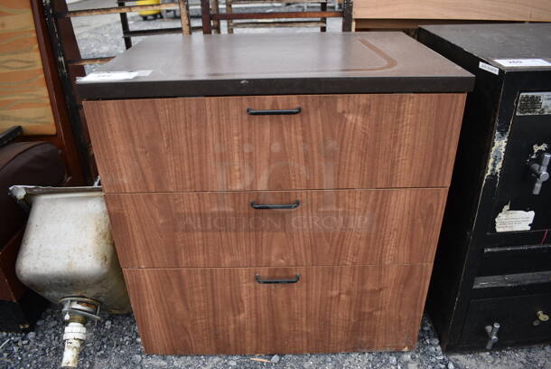 Wood Pattern 3 Drawer Filing Cabinet. 30x21x30