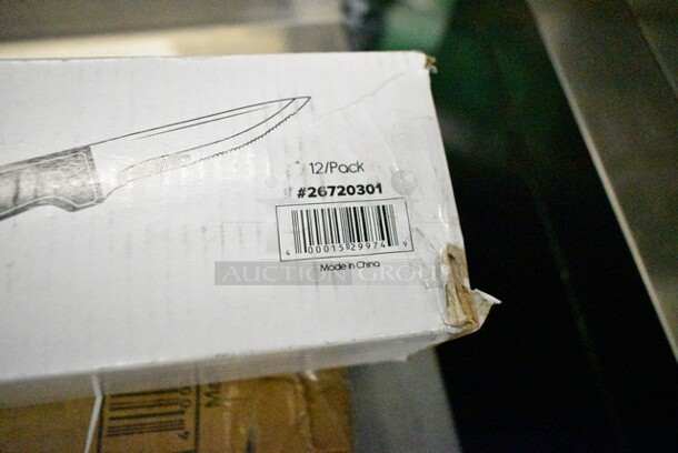 3 BRAND NEW SCRATCH AND DENT! Various Items Including 176CPPFFC Choice Short Free Flow Clear Liquor Pourer with Collar - 12/Pack, 26720301 Acopa 4 3/4" Steak Knife with Jumbo Black Bakelite Handle - 12/Pack, 8" Cast Iron Unit. 3 Times Your Bid!  - Image 4 of 5