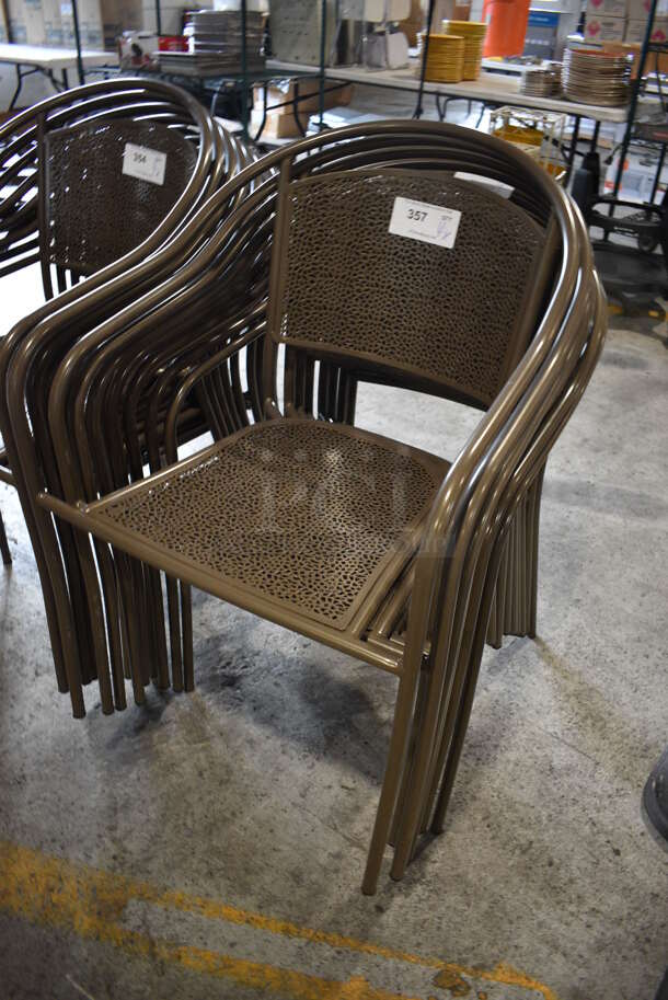 4 Brown Metal Patio Chairs w/ Arm Rests. Stock Picture - Cosmetic Condition May Vary. 21x20x32. 4 Times Your Bid! - Image 2 of 4