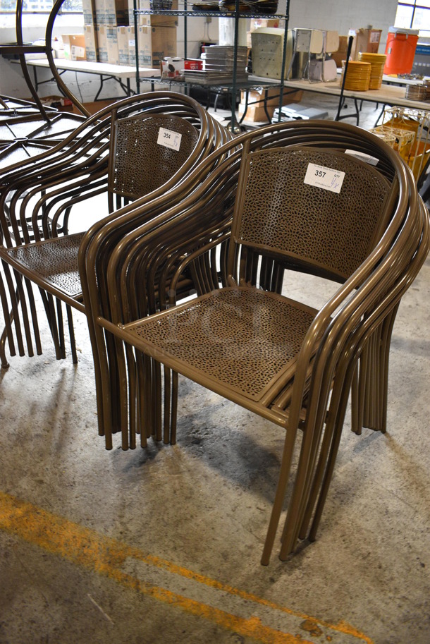 4 Brown Metal Patio Chairs w/ Arm Rests. Stock Picture - Cosmetic Condition May Vary. 21x20x32. 4 Times Your Bid! - Image 4 of 4