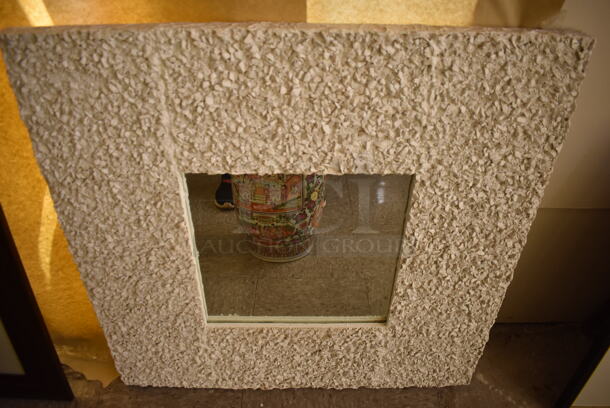 Mirror w/ Thick White Textured Frame. - Image 1 of 6