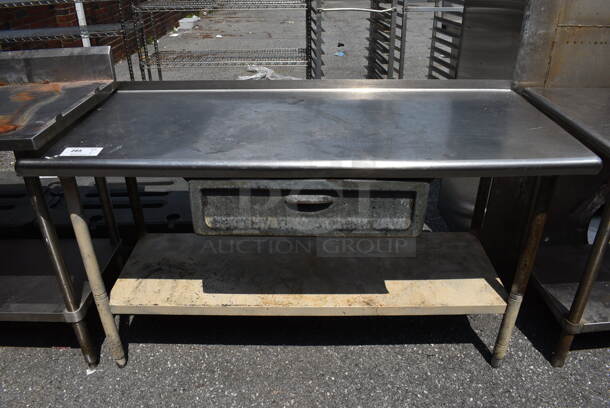 Stainless Steel Table w/ Under Shelf and Drawer. 60x25x37