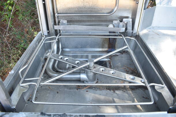 Hobart Stainless Steel Commercial Straight Pass Through Dishwasher w/ Right Side Clean Side Dishwasher Table. 208-240 Volts, 3 Phase.  - Image 4 of 9