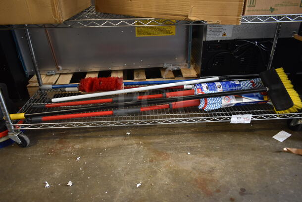 ALL ONE MONEY! Tier Lot of 2 Mops, Broom, Brush and Poles - Image 1 of 3