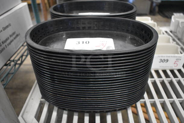 24 Black Poly Food Baskets. 10.5x7x1.5. 24 Times Your Bid!