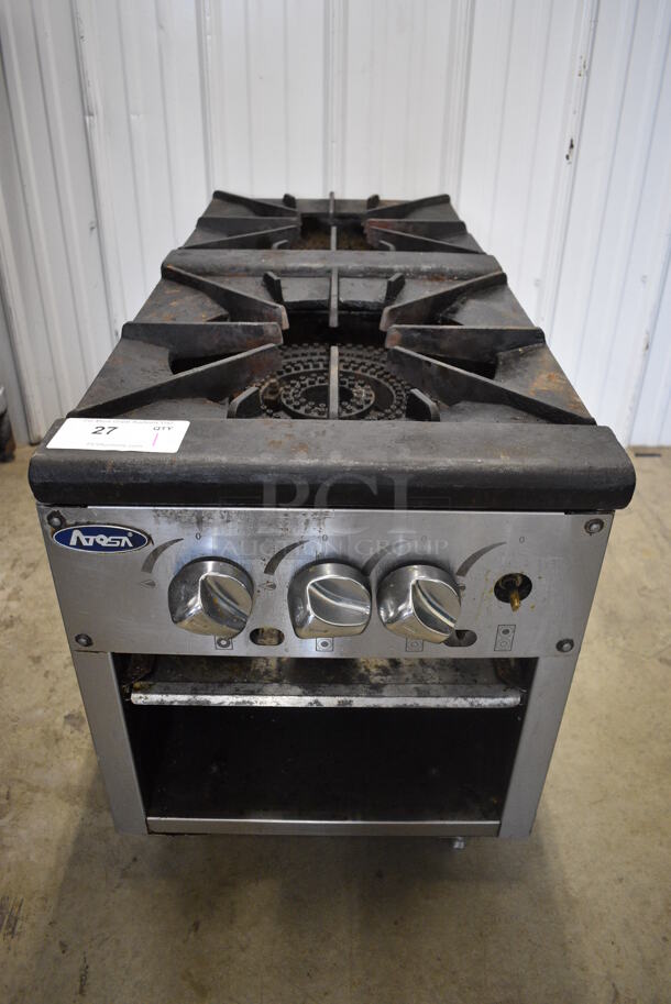 Atosa Stainless Steel Commercial Countertop Natural Gas Powered 2 Burner Stock Pot Range. 18x42x23
