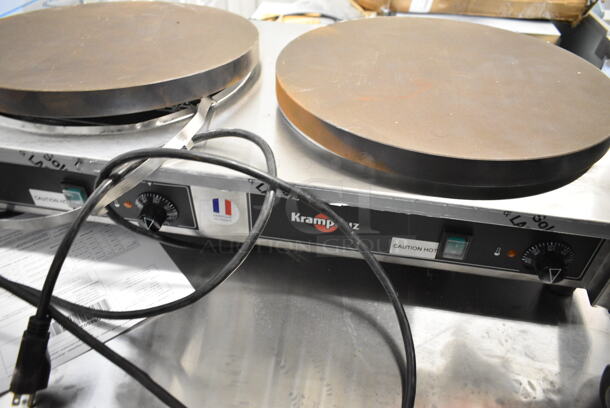 BRAND NEW SCRATCH AND DENT! Krampouz 980CMCECIJ4Stainless Steel Commercial Countertop 15 3/4" Dual Electric Cast Iron Crepe Maker. 240 Volts.  - Image 4 of 4