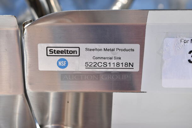 BRAND NEW SCRATCH AND DENT! Steelton 522CS11818N Stainless Steel Commercial Single Bay Sink. No Legs. - Image 5 of 5