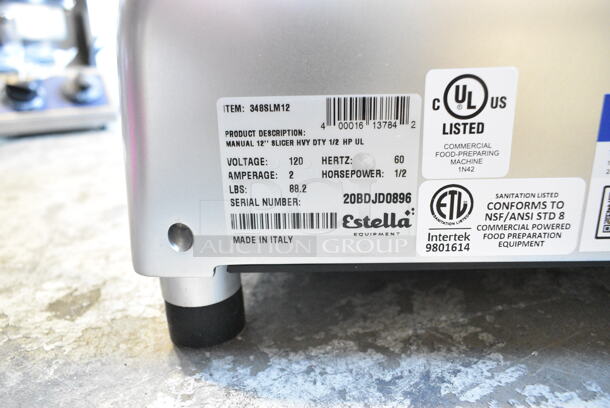 BRAND NEW SCRATCH AND DENT! Estella 348SLM12 Stainless Steel Commercial Countertop 12" Heavy-Duty Manual Meat Slicer. 115 Volts, 1 Phase. Tested and Working! - Image 11 of 11