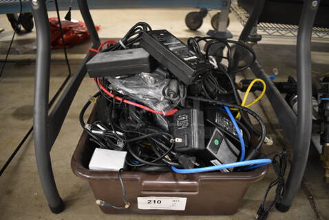 ALL ONE MONEY! Lot of Various Cords in Brown Bus Bin! 21x15x7