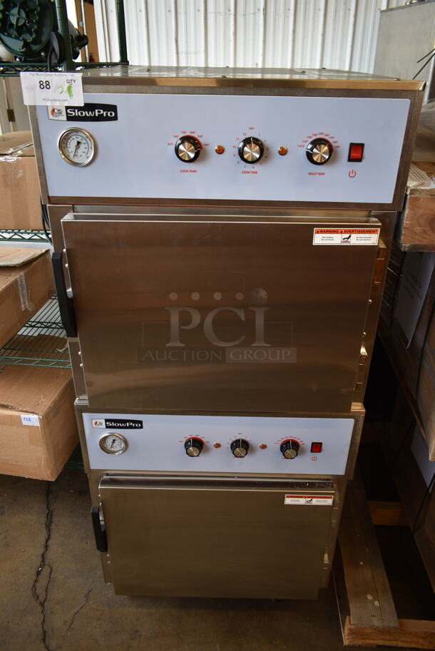 2 BRAND NEW SCRATCH AND DENT! Cooking Performance Group CPG 351CHUC1B Stainless Steel Commercial SlowPro Cook and Hold Oven on Commercial Casters. 208 Volts, 1 Phase. 2 Times Your Bid!
