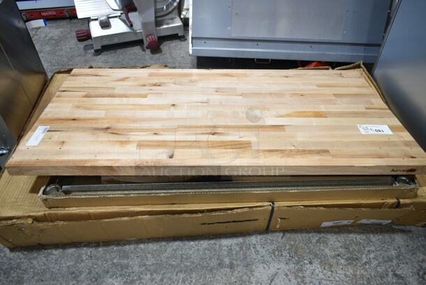 2 BRAND NEW SCRATCH AND DENT! Regency 600TW2448G 24" x 48" Wood Top Work Table with Galvanized Base and Adjustable Undershelf. 2 Times Your Bid!  - Image 3 of 6