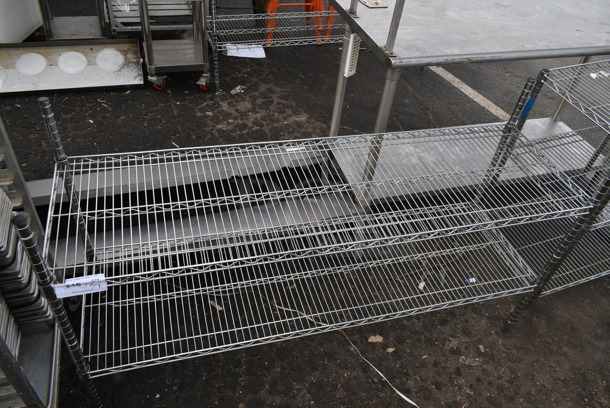 Chrome Finish 2 Tier Wire Shelving Unit. BUYER MUST DISMANTLE. PCI CANNOT DISMANTLE FOR SHIPPING. PLEASE CONSIDER FREIGHT CHARGES. - Image 2 of 2