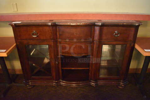 Wooden Buffet Cabinet. BUYER MUST REMOVE. 66x18x42. (Susquehanna Ale House)