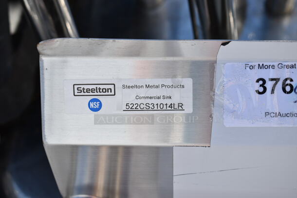 BRAND NEW SCRATCH AND DENT! Steelton 522CS11818N Stainless Steel Commercial  54" 18-Gauge Three Compartment Commercial Sink with 2 Drainboards - 10" x 14" x 12" Bowls. No Legs. - Image 9 of 9