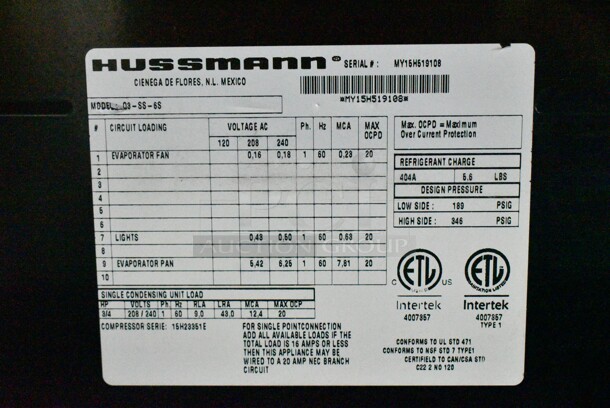 Hussmann Q3-SS-6S Metal Commercial Floor Style Horizontal Open Grab N Go Merchandiser. 120/208-240 Volts, 1 Phase.  - Image 5 of 5