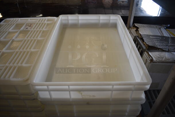 Poly Red Dolly w/ 11 White Poly Dough Bins on Commercial Casters. 16x24x7, 16x24x4 - Image 2 of 3